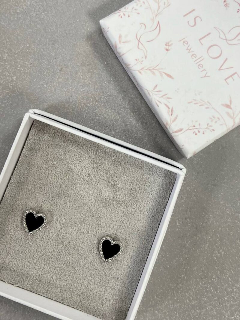 Серьгипусеты с ониксом Black Heart/Silver Emilie Musee