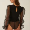 Боди из шелкового шифона и вискозы Hidden Promise Black