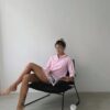 Рубашка удлиненная хлопковая Pink/White Stripe