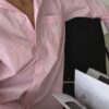 Рубашка удлиненная хлопковая Pink/White Stripe