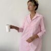 Рубашка удлиненная хлопковая Pink/White Stripe