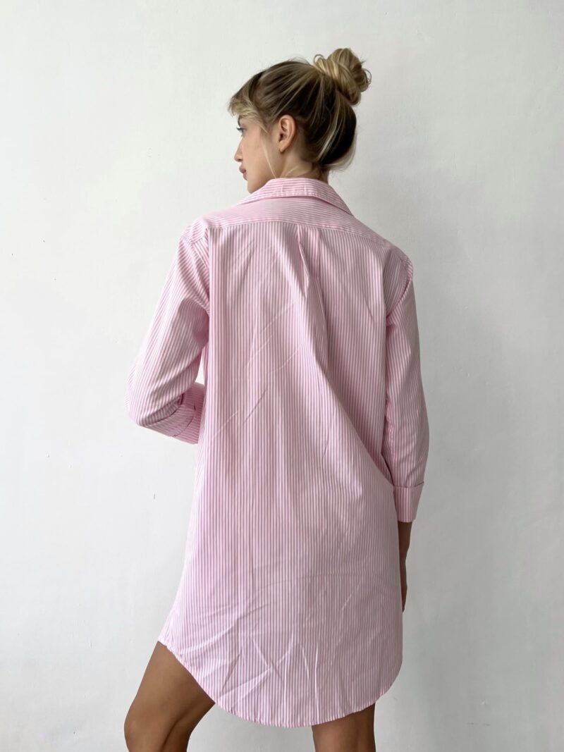 Рубашка удлиненная хлопковая Pink/White Stripe