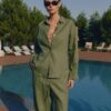 Костюм с брюками льняной Khaki