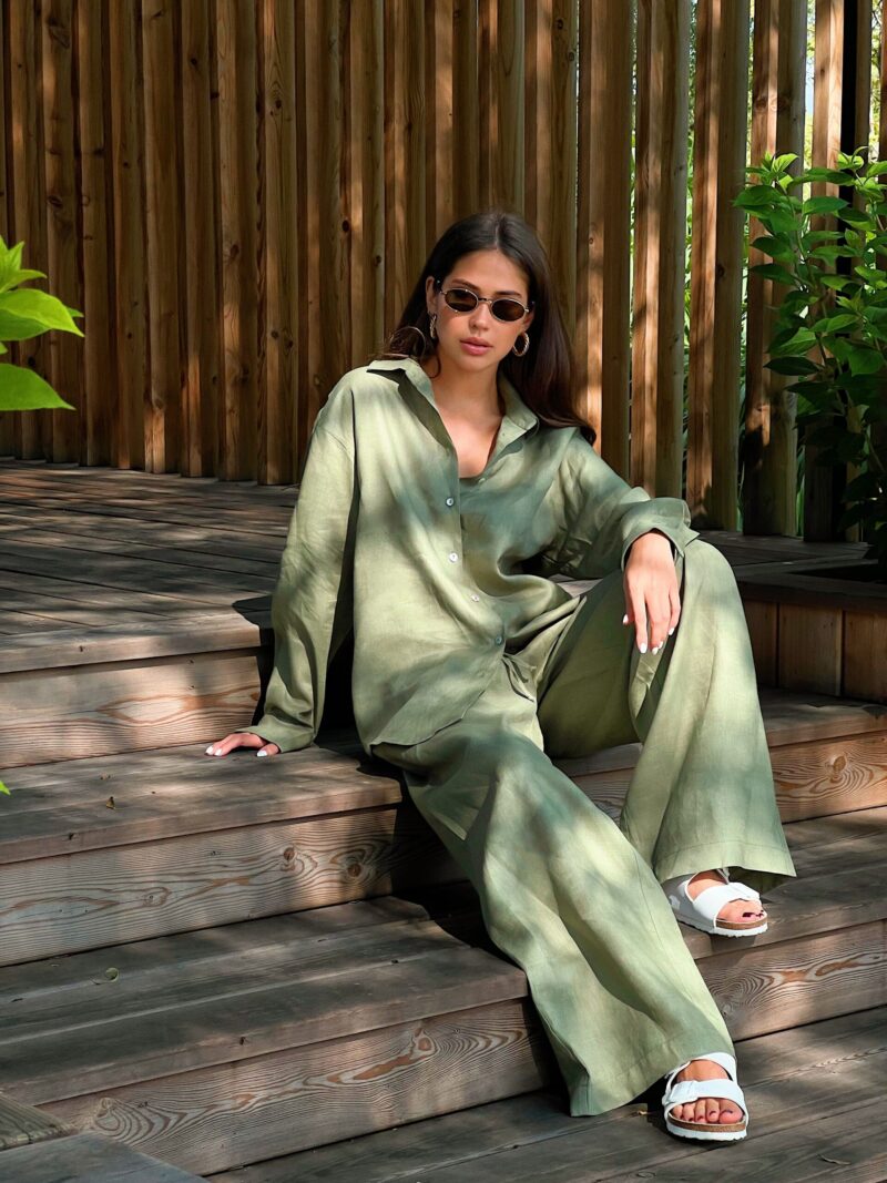 Костюм с брюками льняной Khaki