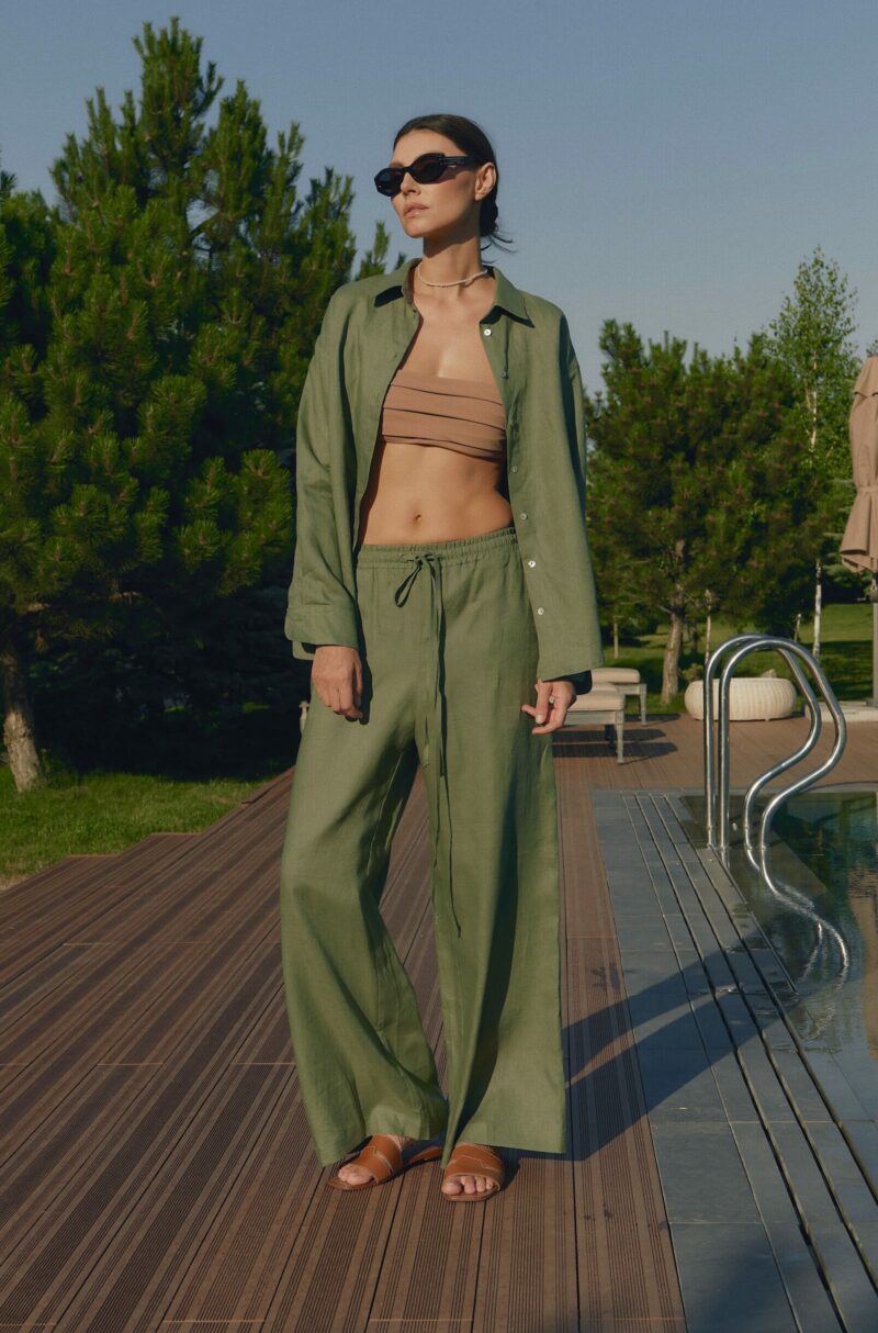 Костюм с брюками льняной Khaki