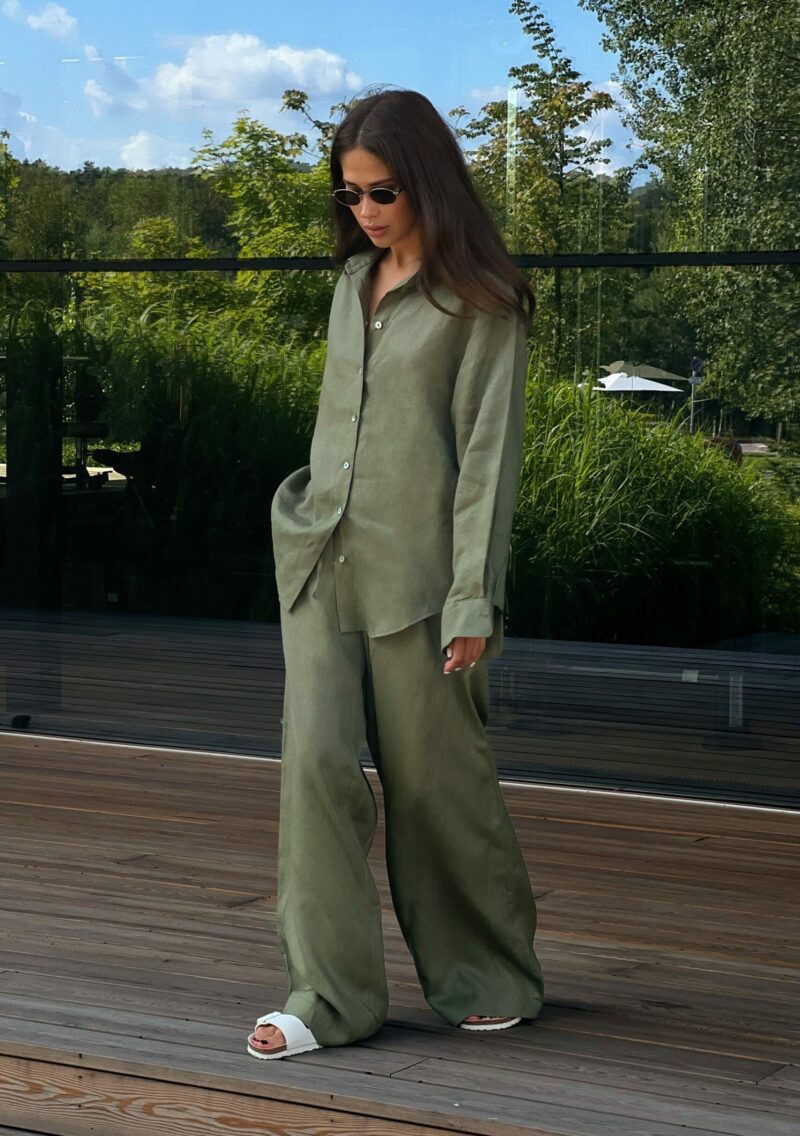 Костюм с брюками льняной Khaki