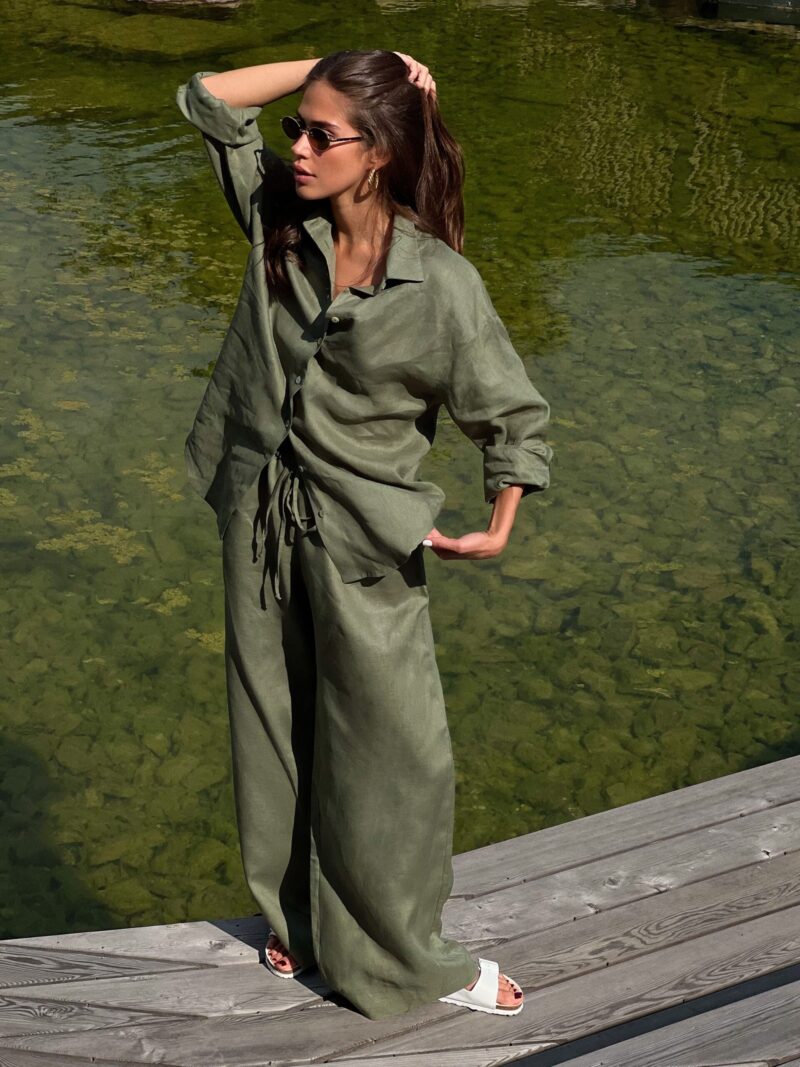 Костюм с брюками льняной Khaki