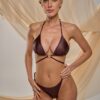 Топ BELLA Leather с кольцом Brown