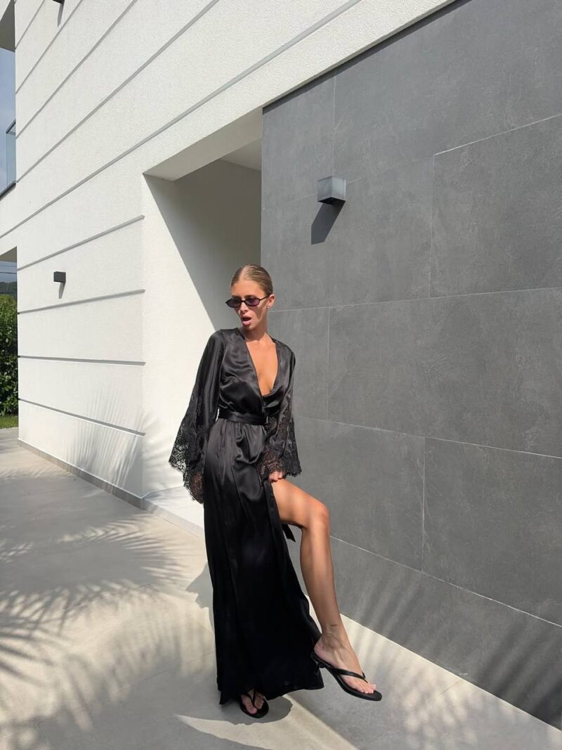 Халат шёлковый Leda Black