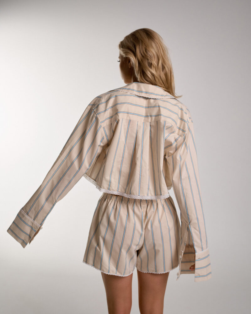 Костюм из хлопка с кружевом Stripe Cream