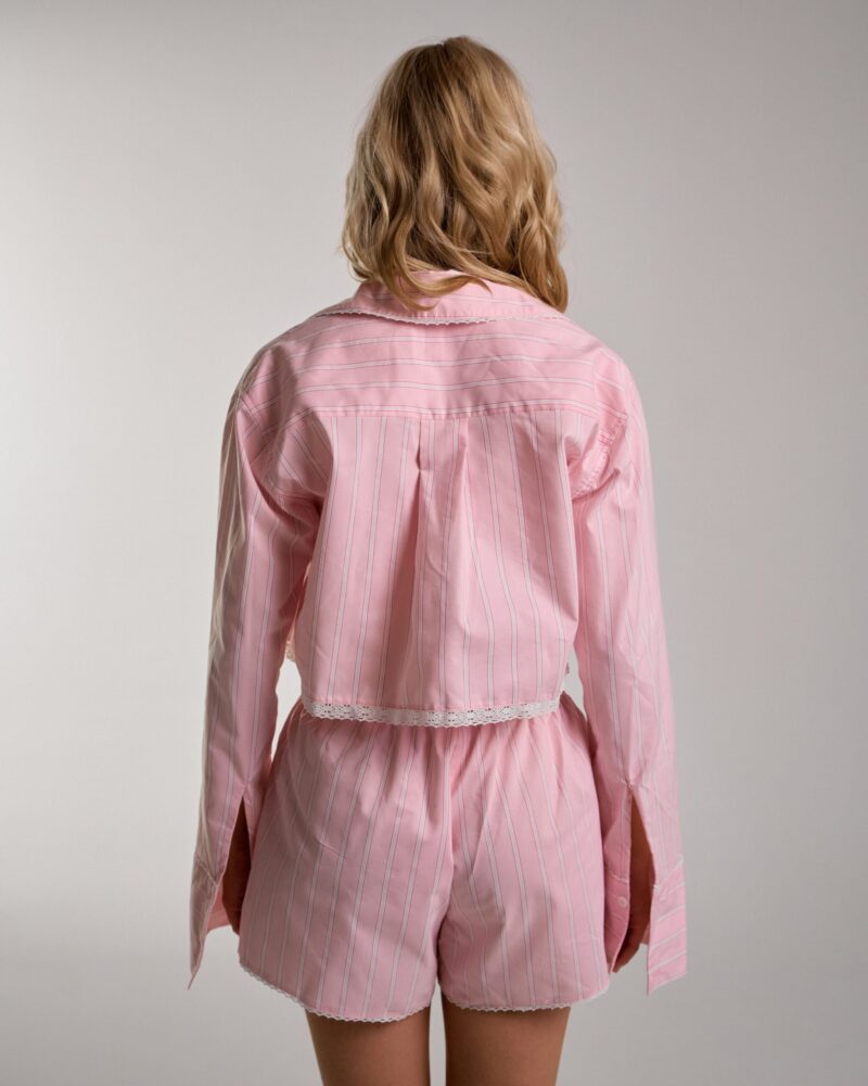 Костюм из хлопка с кружевом Stripe Pink