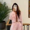 Костюм из хлопка с кружевом Stripe Pink