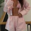 Костюм из хлопка с кружевом Stripe Pink