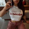 Футболка укороченная LA BOMBE White