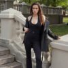 Комбинезон с открытой спиной и ремешком черный